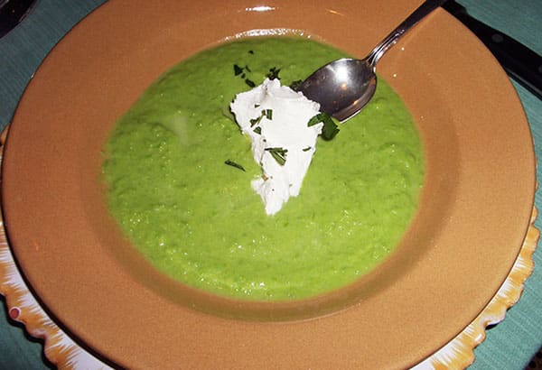 Chilled Pea Soup with Minted Mascarpone recipe