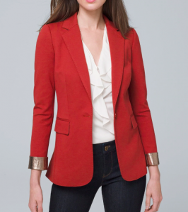 Women's Blazers with fun detailing like metallic trim cuffs