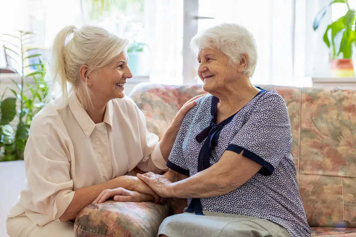 Woman and elderly mother