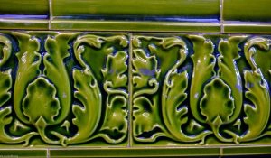 Decorative ceramic tile in Hampstead tube station