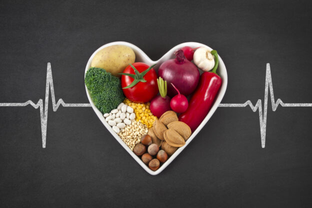 Vegetables in a heart, healthy diet, ways to improve your health