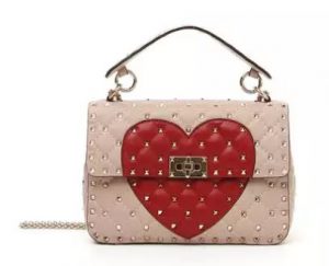 Valentino Garavani Rockstud Quilted Heart Shoulder Bag
