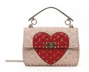 Valentino Garavani Rockstud Quilted Heart Shoulder Bag