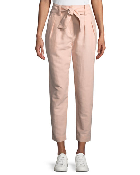 Joie Jun Straight-Leg Cotton-Linen Pants