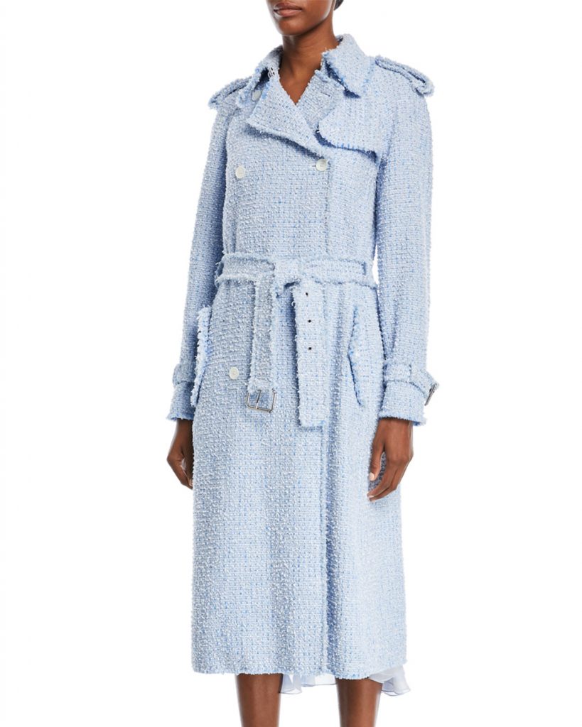 Michael Kors Button-Front Tweed Trench Coat