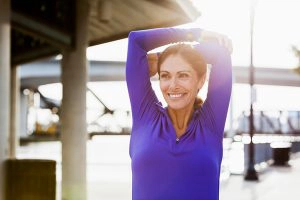 Woman stretching outside