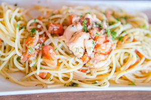 Shrimp and Scallops Spaghetti with Fresh Mozzarella