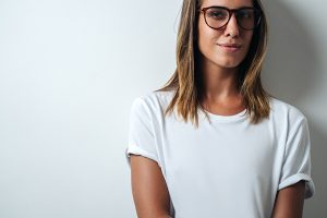 woman in white t-shirt