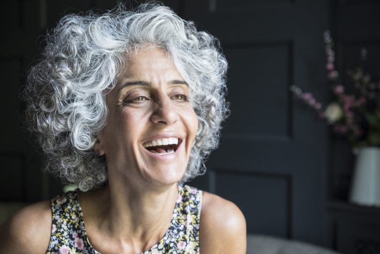 gorgeous gray hair woman