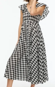 JCREW Button-up ruffle dress in gingham