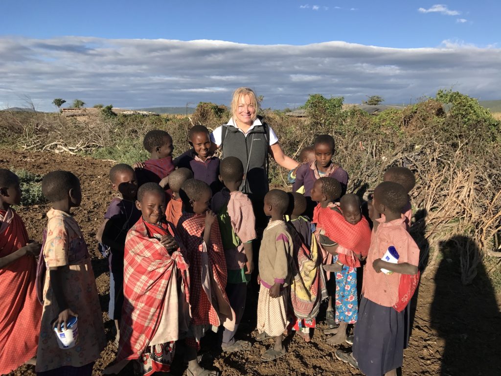 Mature Woman with African Tribe children