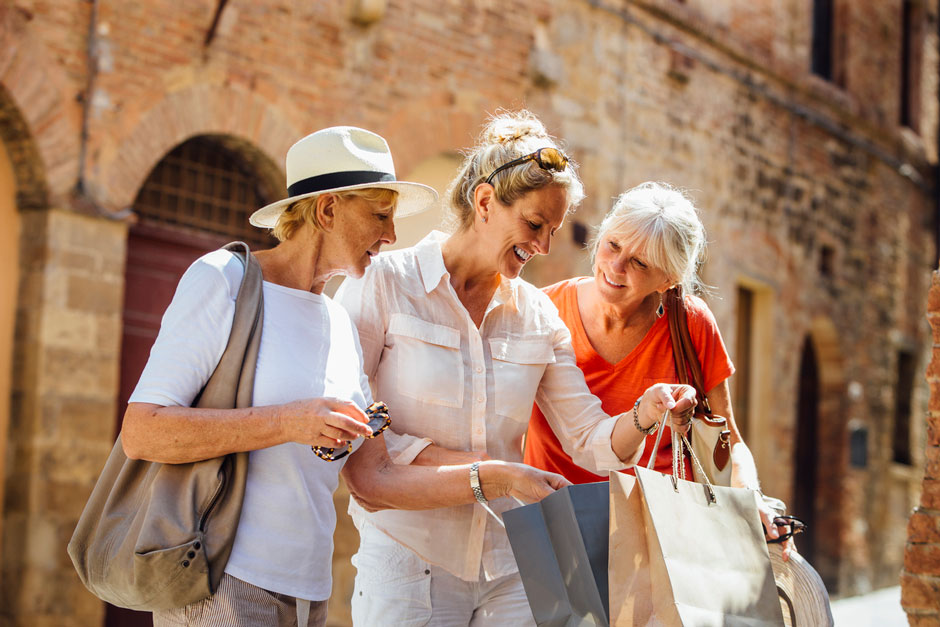 Older Women Shopping on Vacation