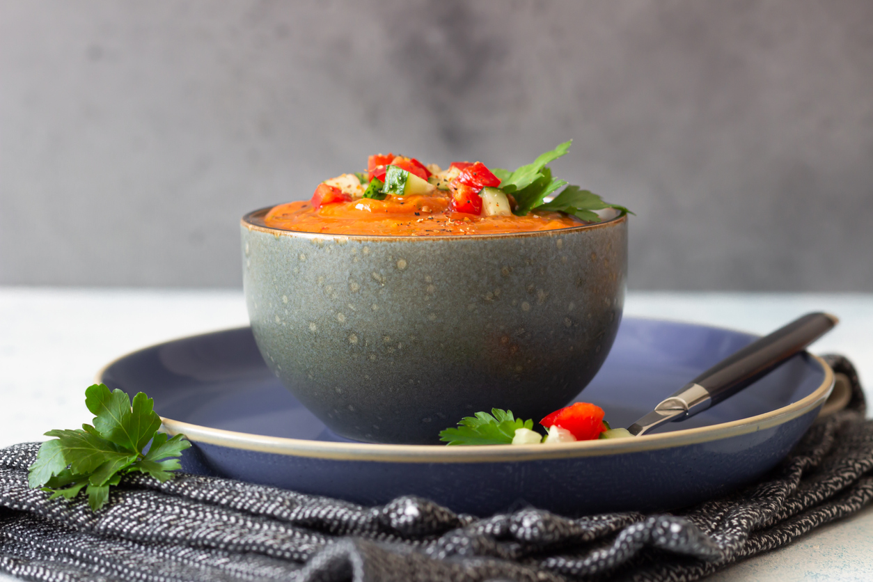 Gazpacho with chevre cream