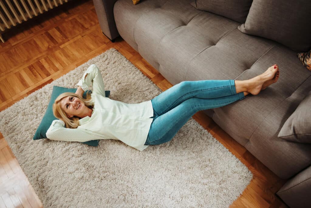 Woman relaxing on the floor