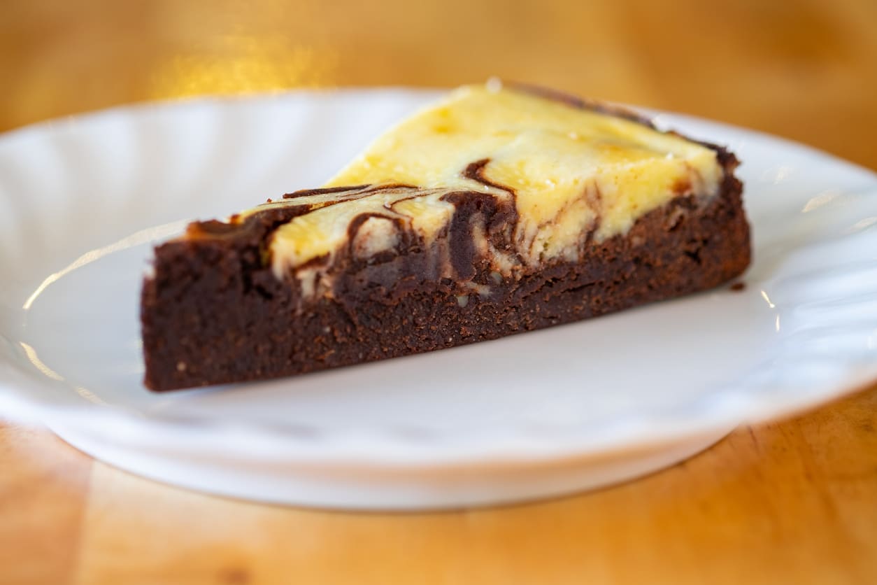 Chocolate brownie with cream cheese icing
