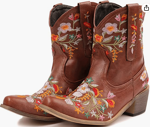 Flower Embroidered Cowgirl Boots