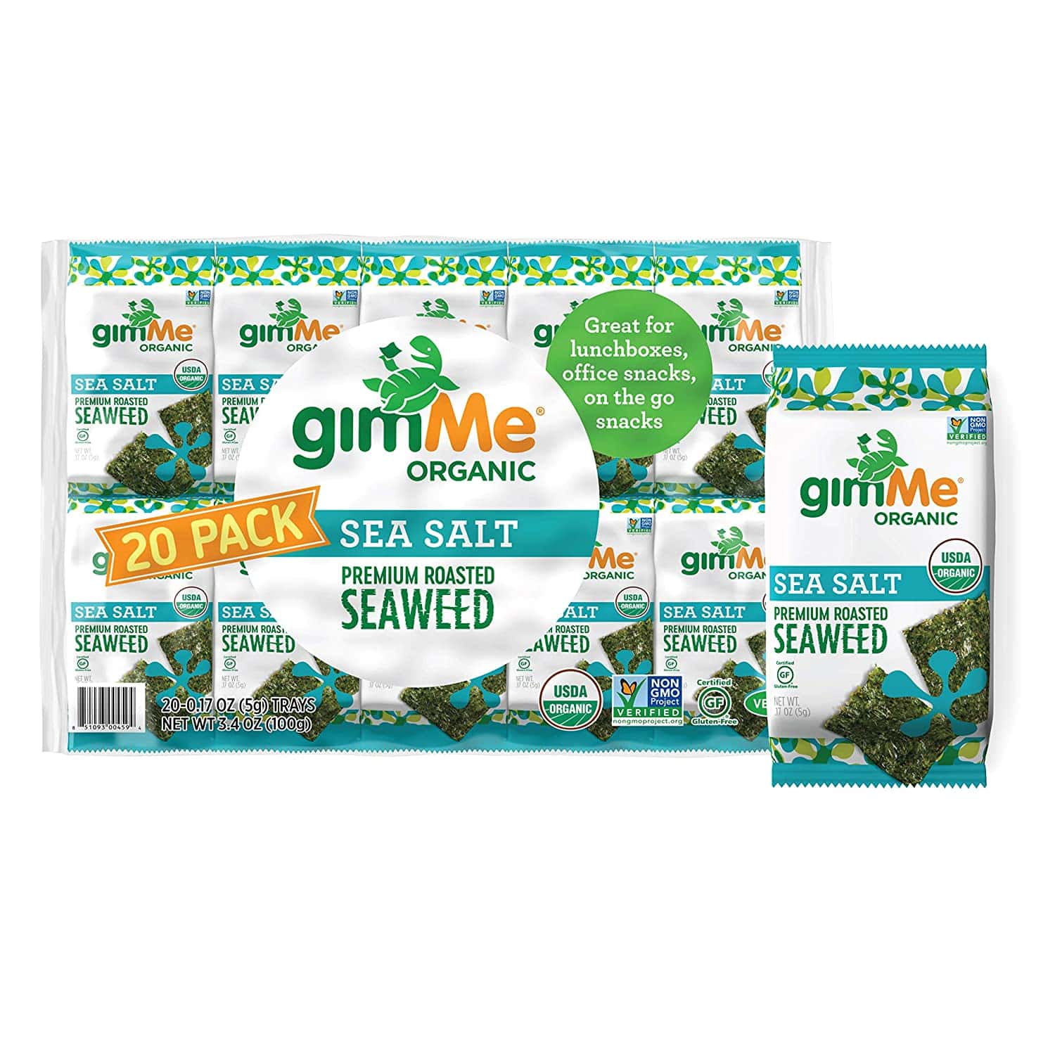 gimMe Organic Roasted Seaweed Sheets - 20 Count