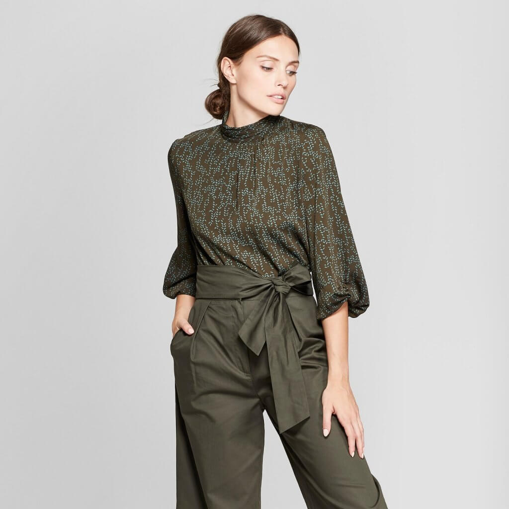 3/4 Sleeve Mock Neck Blouse