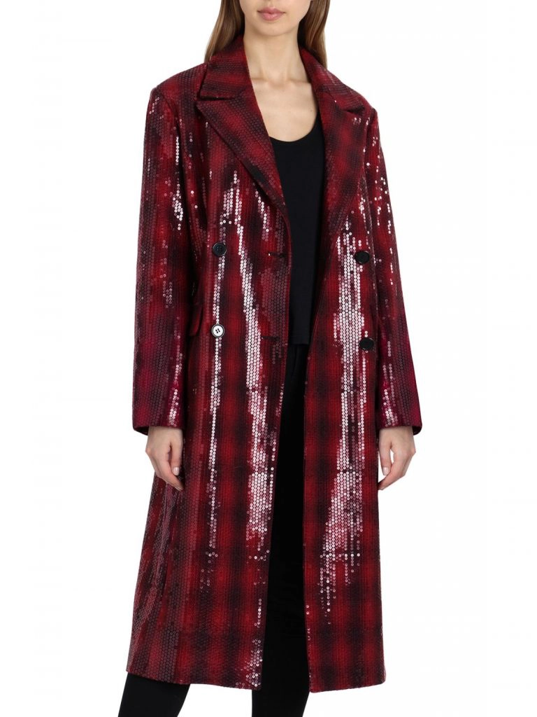 Badgley Mischka Sequin Plaid Statement Coat