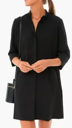 Black Stretch Crepe Royal Shirt Dress