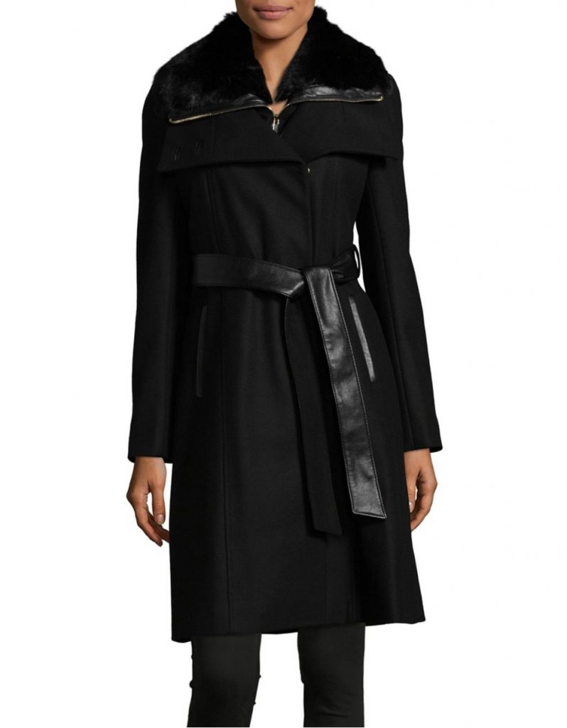 French Connection Belted Faux Fur Coat