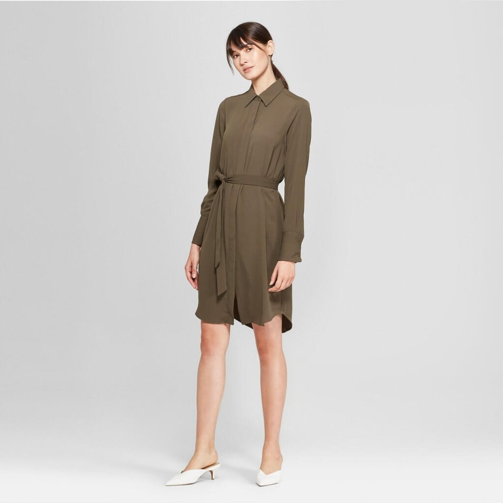 Long Sleeve Collared Shirt Dress