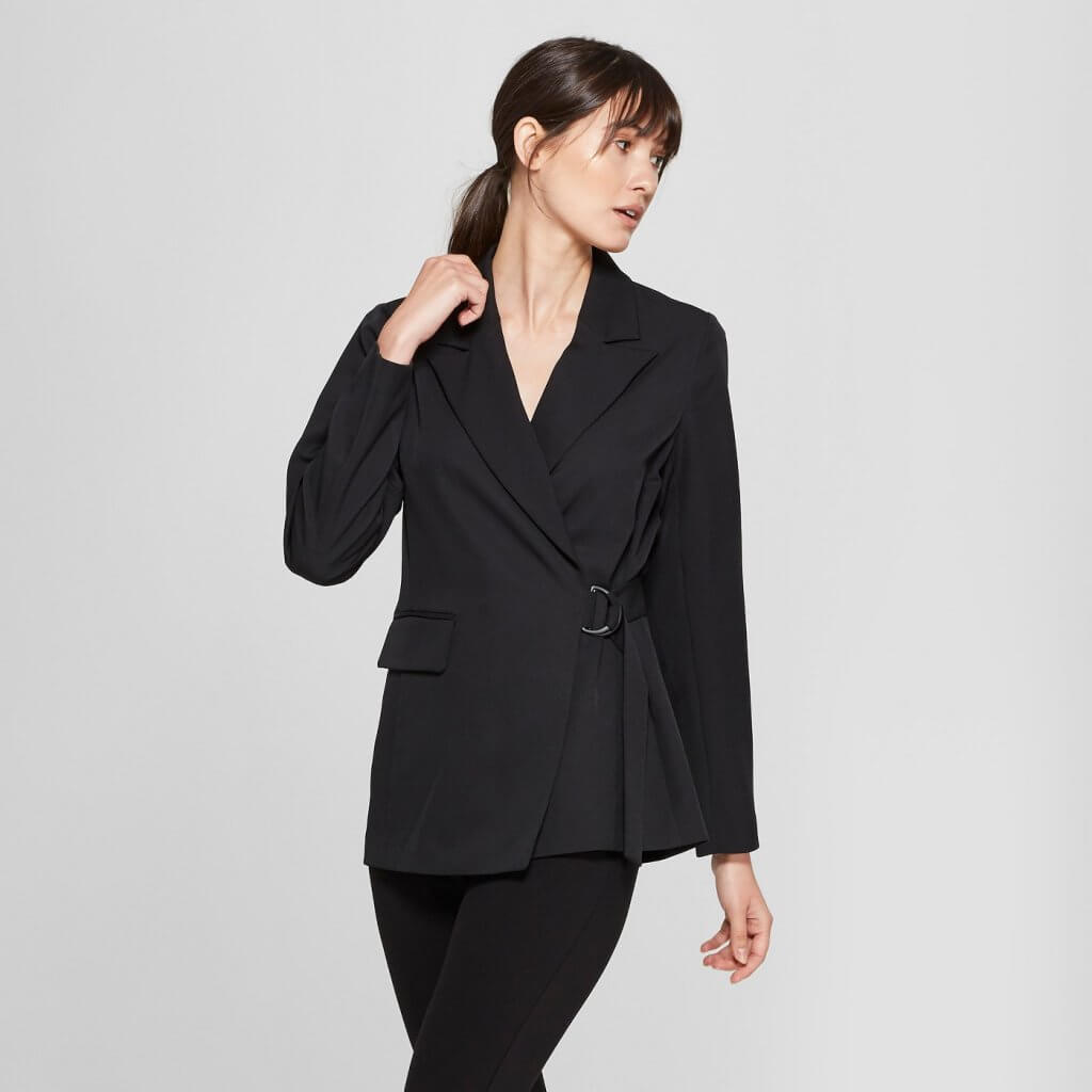 Long Sleeve Side Tie Collared Blazer