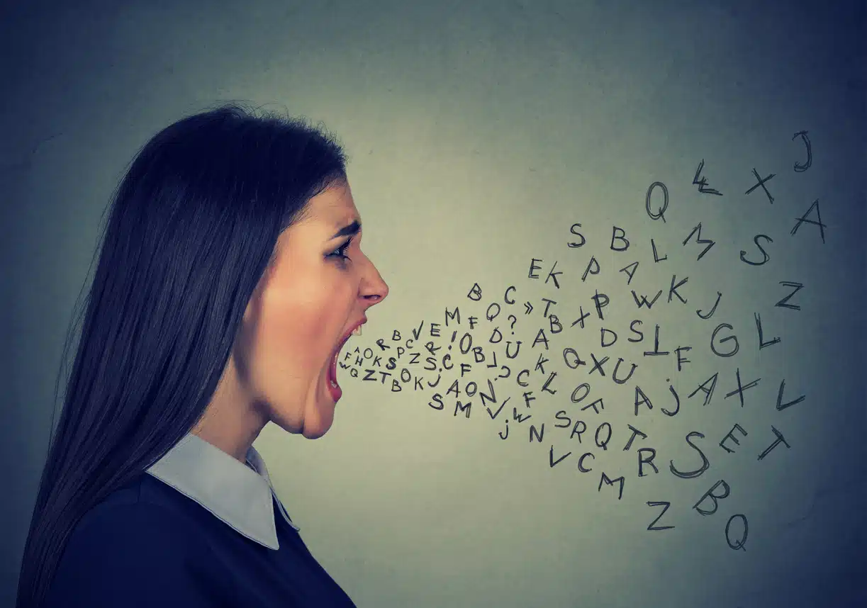 Loud lady, always right, know-it-all, megaphone