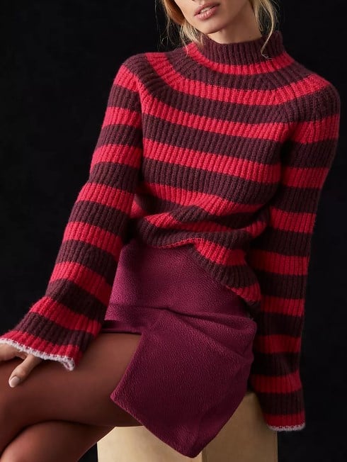 Maeve Striped Turtleneck Sweater