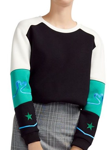 Maje, Tatoo Embroidered Color-Blocked Sweatshirt