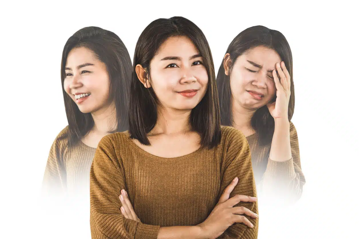 Asian woman mood swing