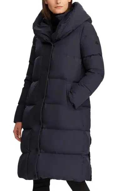 Pillow Collar Hooded Down & Feather Puffer Coat