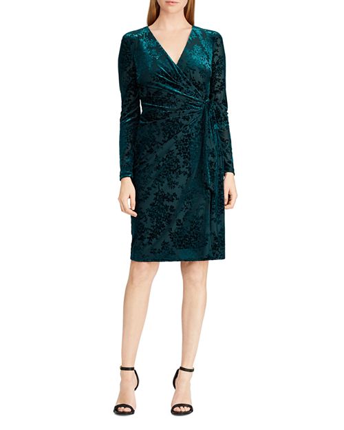 Ralph Lauren, Flocked Velvet Wrap Dress