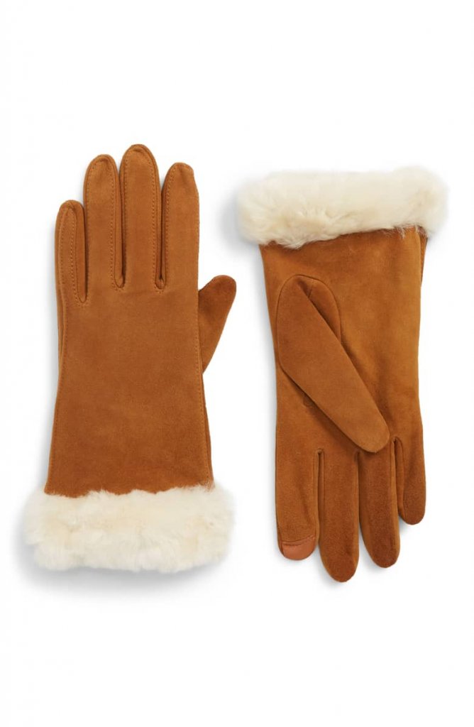 UGG® Classic Touchscreen Compatible Gloves with Genuine Shearling Trim _ Nordstrom