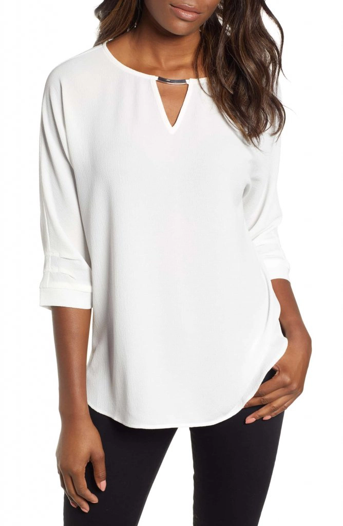 Wit & Wisdom Embelllished Neck Top