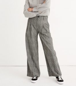 Madewell Women's Pleated Wide Leg Plaid Pant