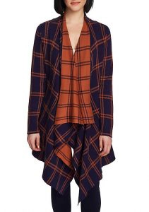 Chaus Long Sleeve Plaid Cardigan