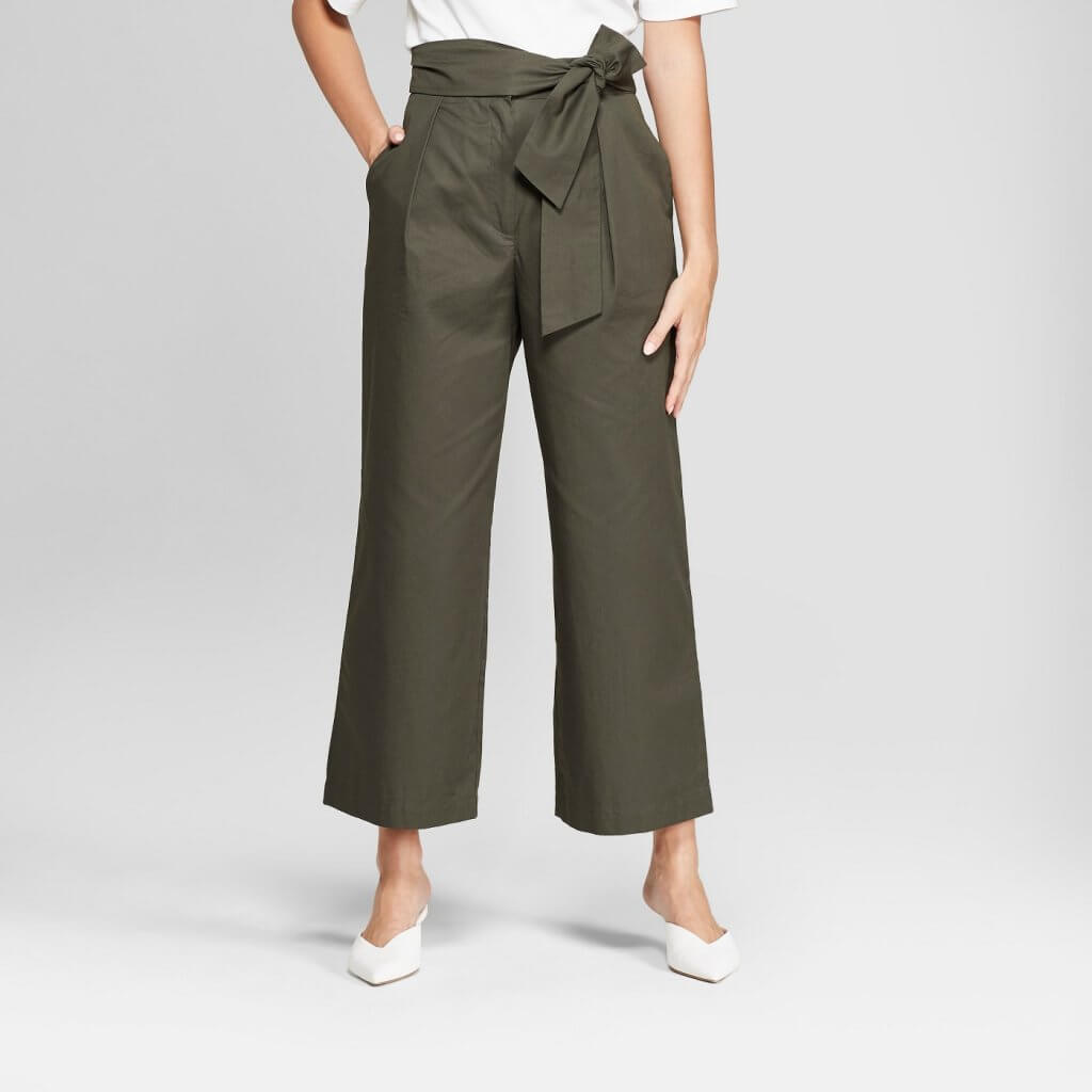 Wide Leg Tie Front Ankle Length Trouser
