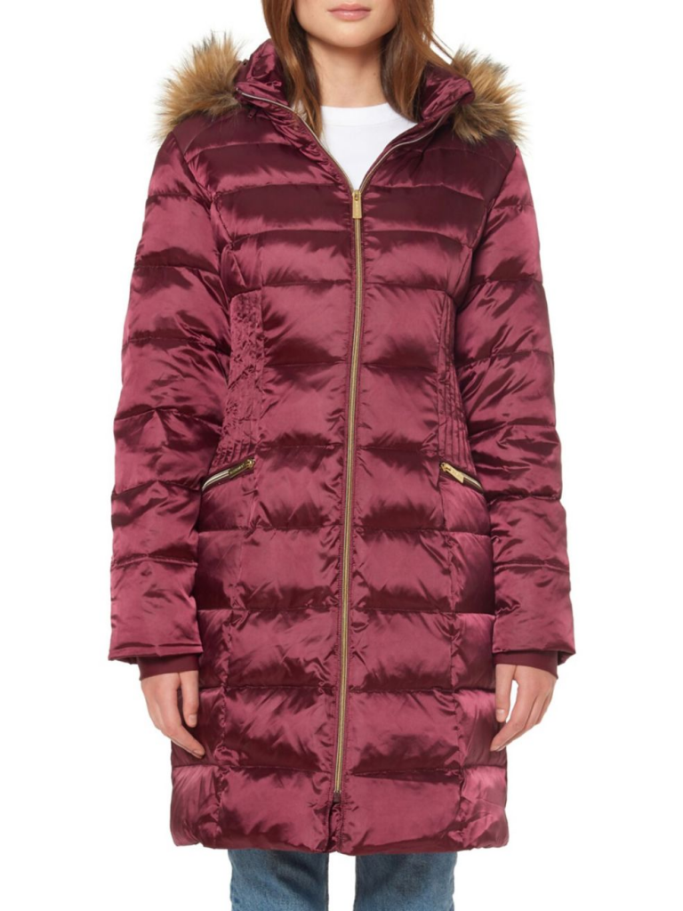 Ellen Tracy Heavy Weight Faux Fur-Trimmed Quilted Down Jacket