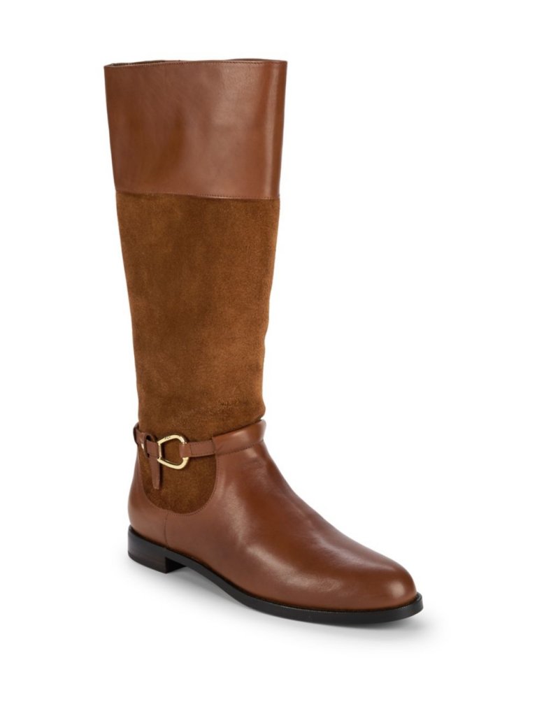 Lauren Ralph Lauren Harlee Leather and Suede Tall Boots