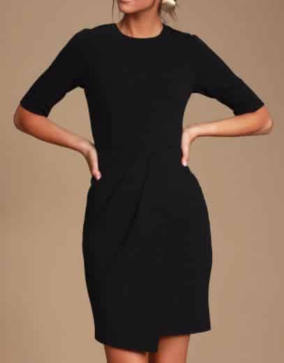 Lulus Westwood Black Half Sleeve Sheath Dress