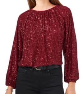 Vince Camuto Balloon Sleeve Sequin Blouse