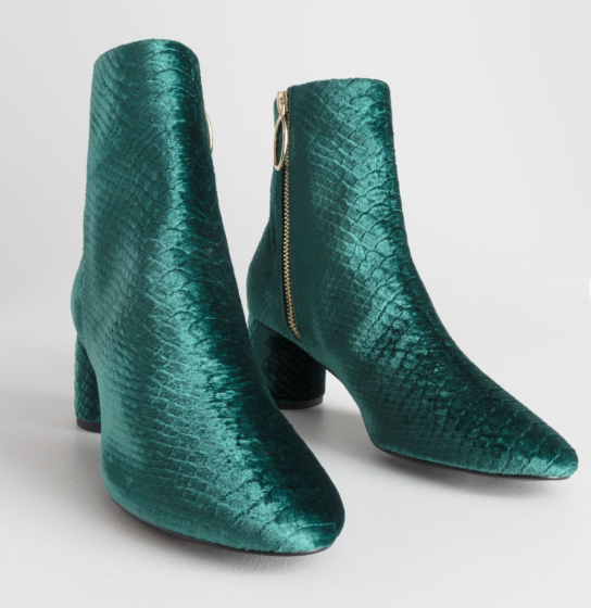 And Other Stories Velvet Snake Ankle Boots