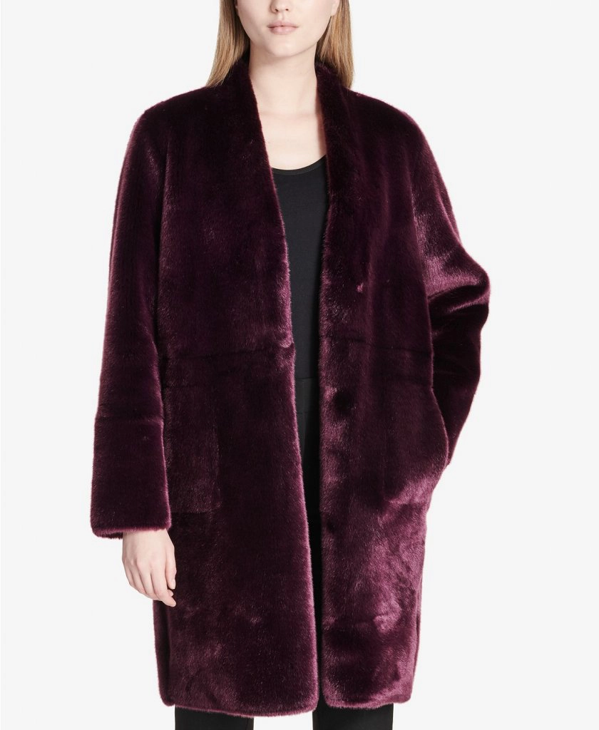 Calvin Klein Long Reversible Faux-Fur Jacket