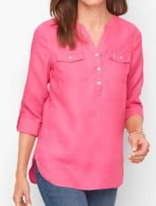 Linen Band Collar Pullover