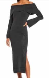 Wenonah Off-the-Shoulder Long Sleeve Sheath Sweater Dress