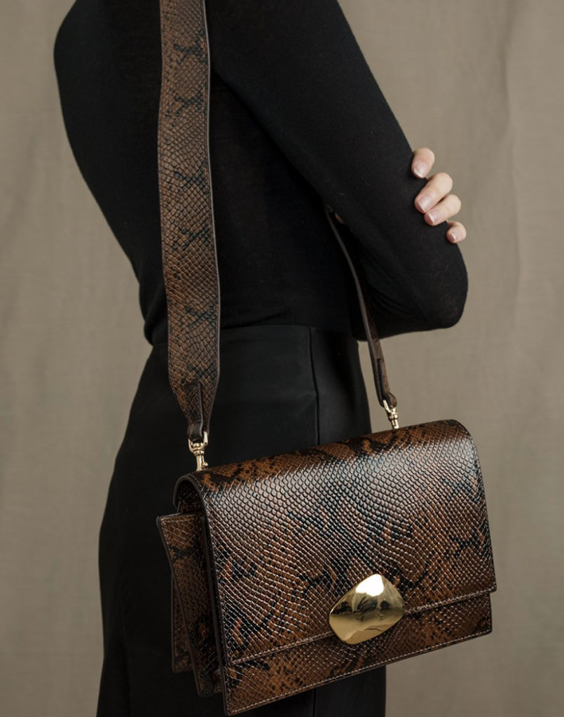 Brown Python Shoulder Bag