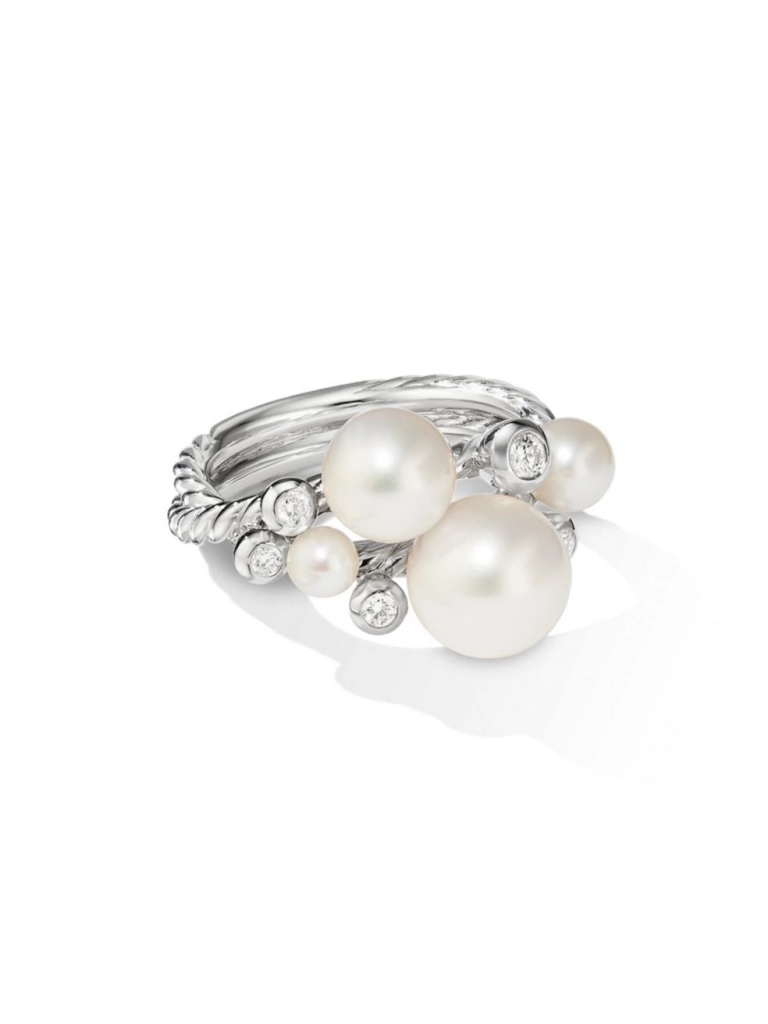David Yurman Pearl + Diamond Cluster Ring
