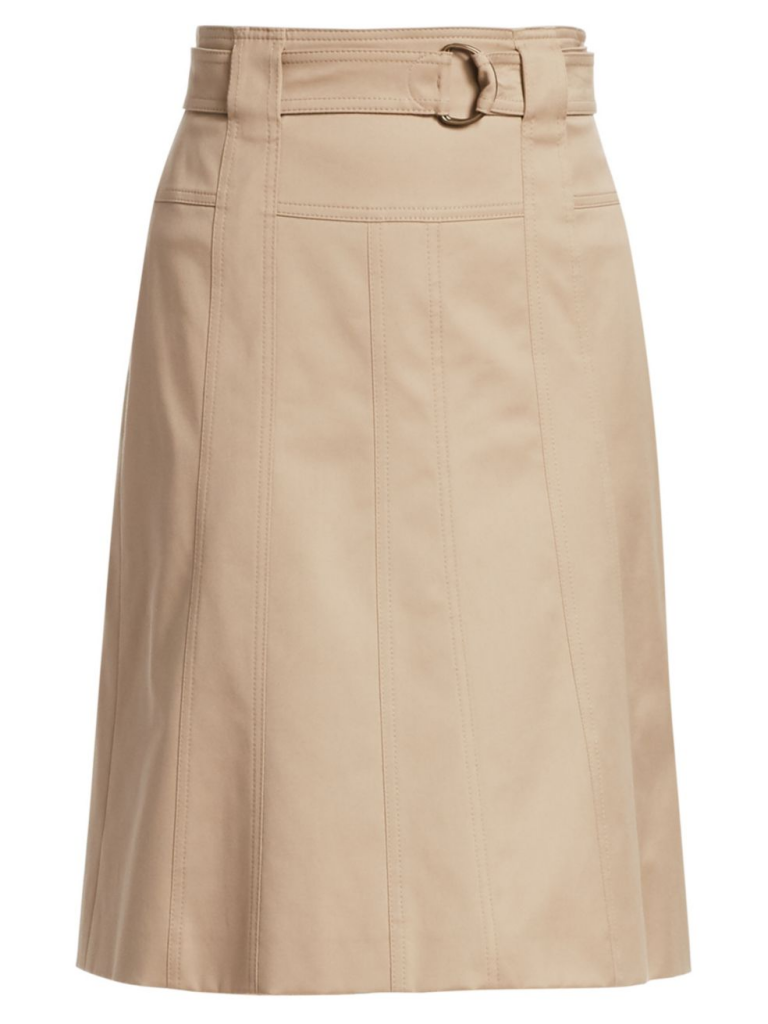 Akris punto Belted Cotton A-Line Skirt