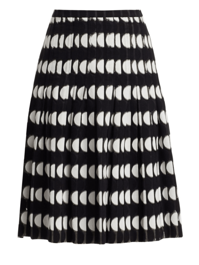 Akris punto Half Dot Lace Pleated A-Line Skirt